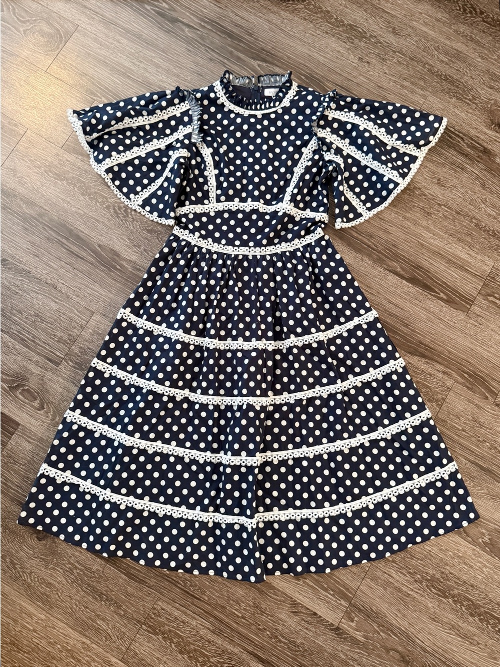 Prosperina Andromeda Navy White Polka Dot Dress New